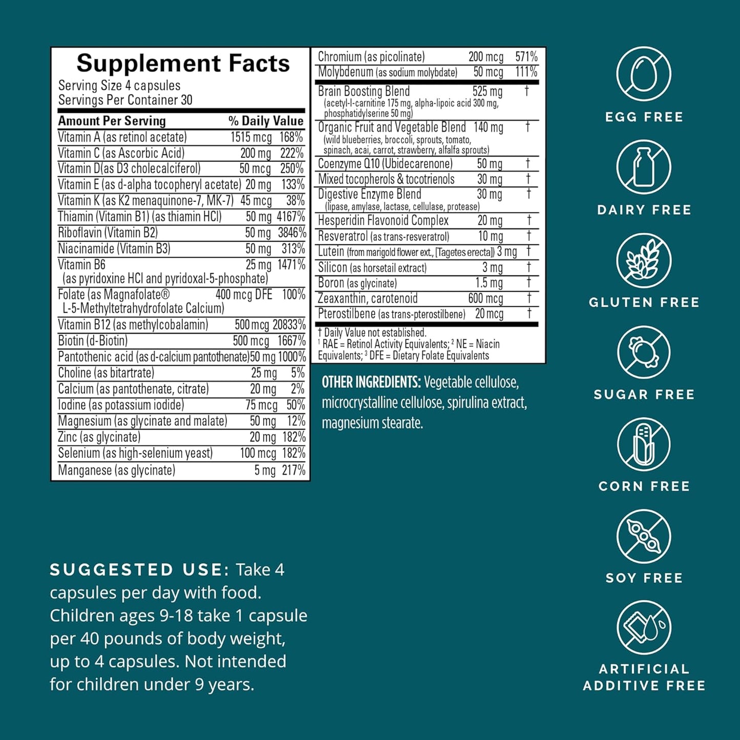 Dr Amen Neurovite plus - 120 Capsules - Multivitamin & Mineral Supplement - 30 Servings