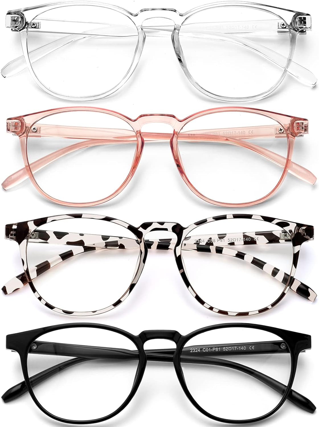 Blue Light Blocking Glasses for Women/Men - 4Pack Computer Reading/Gaming/Tv/Phones Glasses anti UV Glare Eyestrain