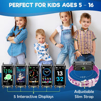 Kids Fitness Tracker for Kids Age 5-16 (5 Colors)，Waterproof Kids Fitness Watch，Kids Pedometer Watch，Watch for Kids，Step/Activity Tracker for Kids，Easy to Use Kids Tracker Watch (Pink)