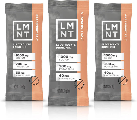 LMNT Zero Sugar Electrolytes - Grapefruit Salt | Drink Mix | 30 Count
