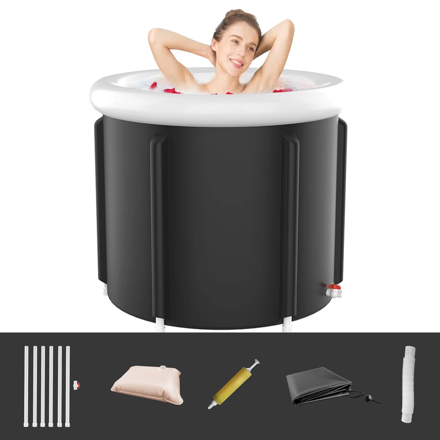 Bathtub Ice Bath Tub Ice Bath Tub for Recovery Portable Cold Water Therapy Tub Ice Bath for Adults Folding Ice Spa Soaking Bath