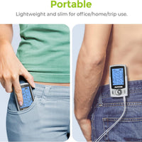 Dual Channel TENS Unit Muscle Stimulator (Family Pack), 20 Modes Rechargeable TENS Machine with Huge Pack of 24 Pcs Reusable TENS Unit Electrode Pads (2"X2" 16Pcs, 2"X4" 8Pcs)