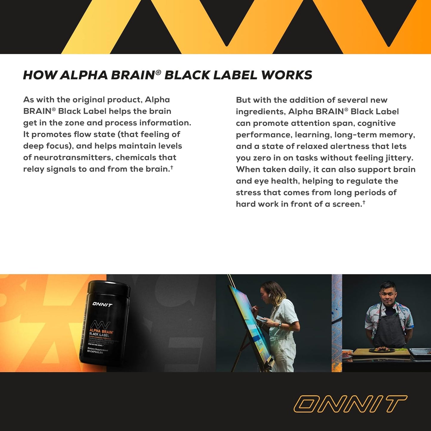 Alpha Brain Black Label Capsule (80Ct) Premium Citicoline Brain Supplement - Focus, Concentration & Memory - Lion'S Mane, Hericium Erinaceus, L Theanine & Mucuna Pruriens
