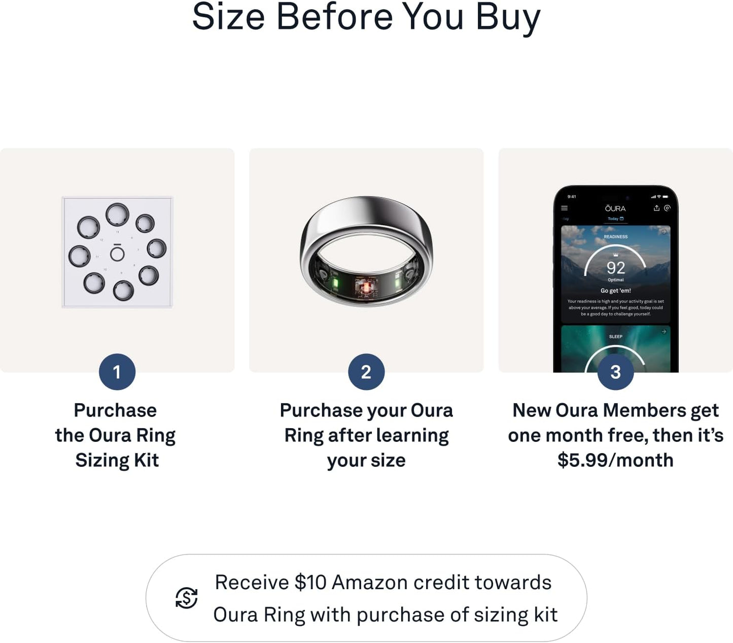 Oura Ring Gen3 Horizon - Silver - Size 6 - Smart Ring