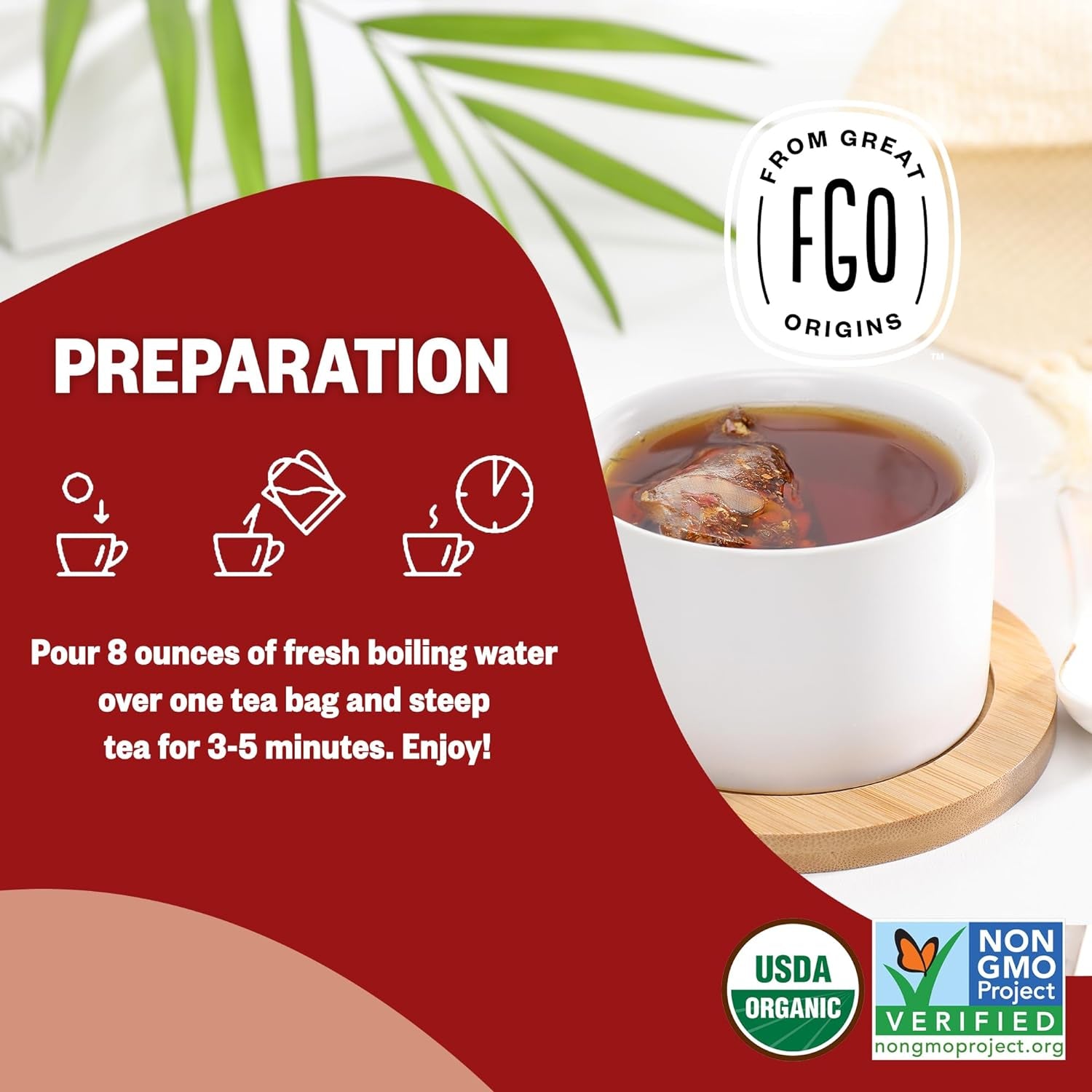 Organic Rooibos Tea, Eco-Conscious Tea Bags, 100 Count, Packaging May Vary (Pack of 1)