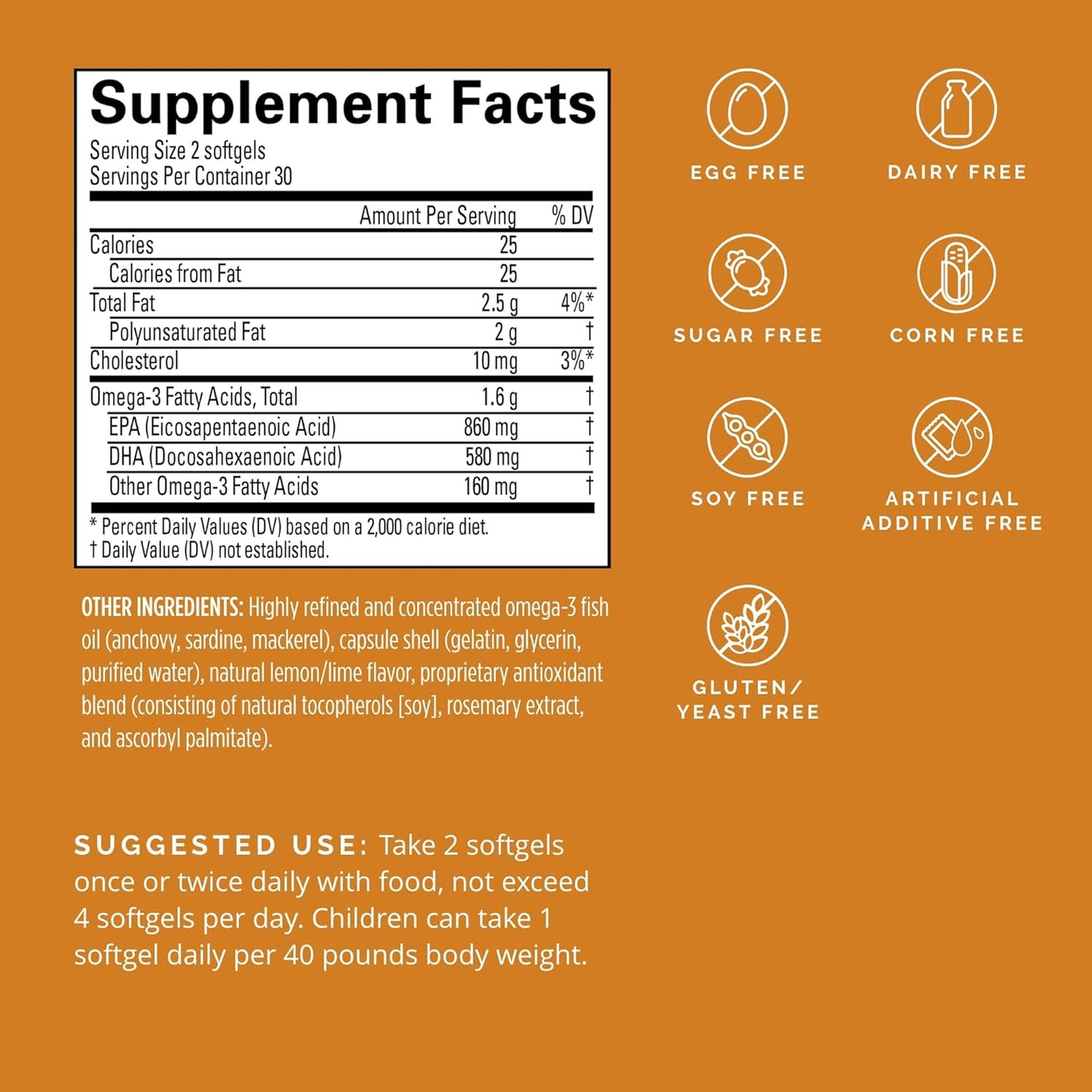 Omega-3 Power - Contains DHA & EPA - Gluten Free - 30 Servings