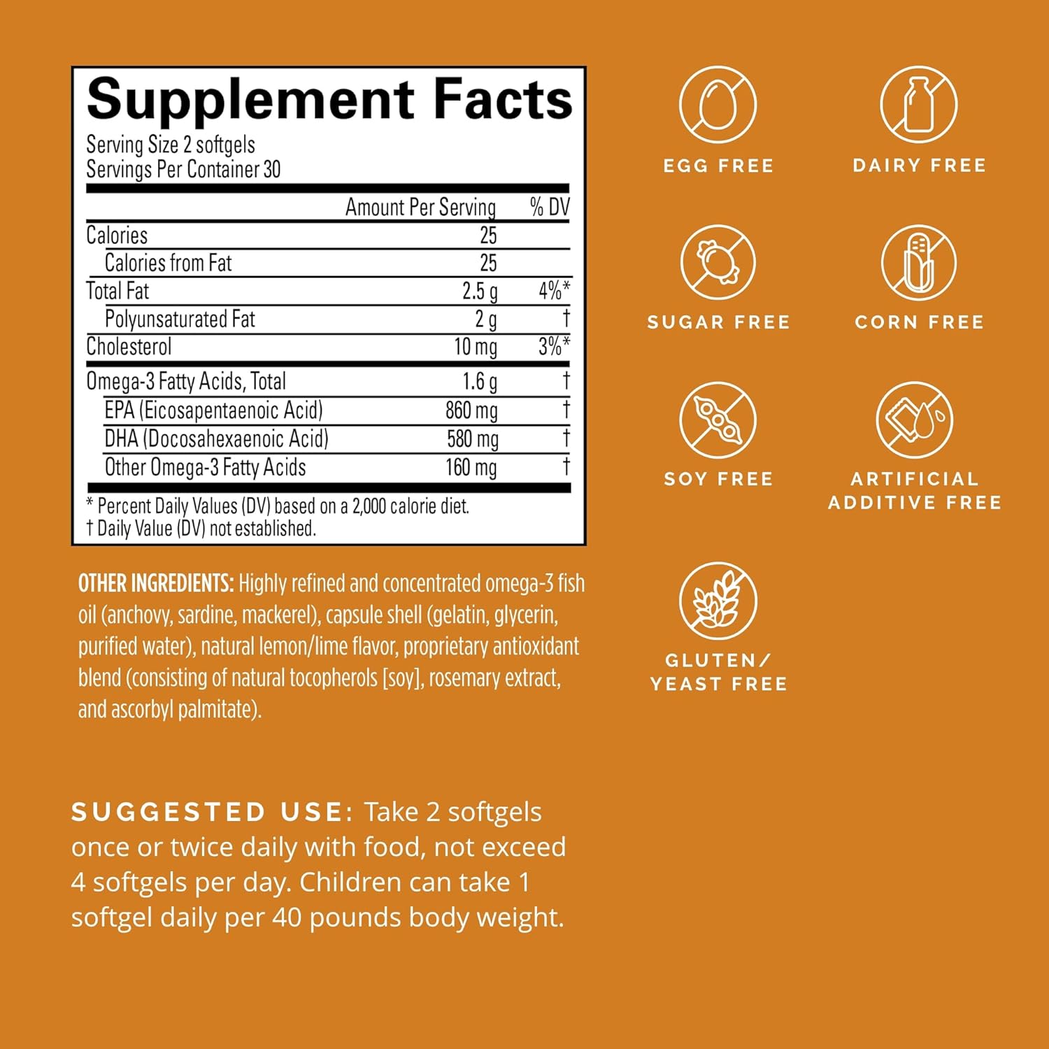 Omega-3 Power - Contains DHA & EPA - Gluten Free - 30 Servings