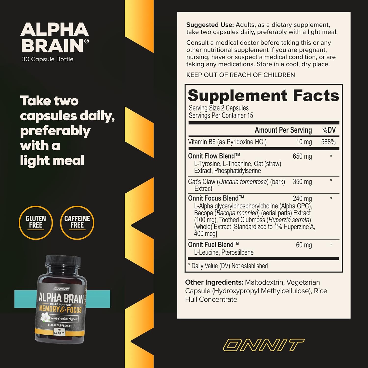 Alpha Brain Premium Nootropic Brain Supplement, 30 Count