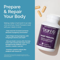 Dr Amen  Smart Prenatal - Multivitamin for Mom & Baby, Promotes Healthy Pregnancy & Growth & Development in Babies - 30 Servings