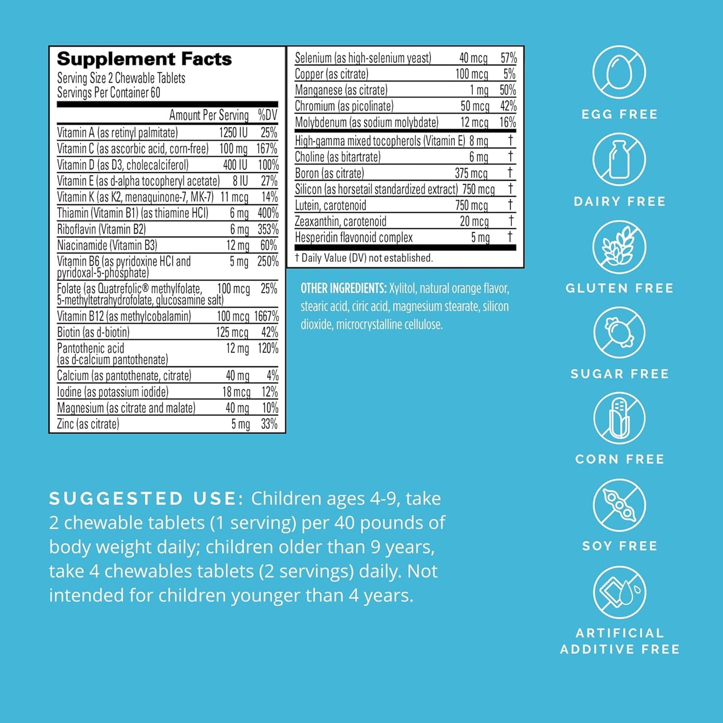 Kids’ Neurovite, Orange Flavor -  Chewables - Multivitamin & Mineral Supplement - 60 Servings