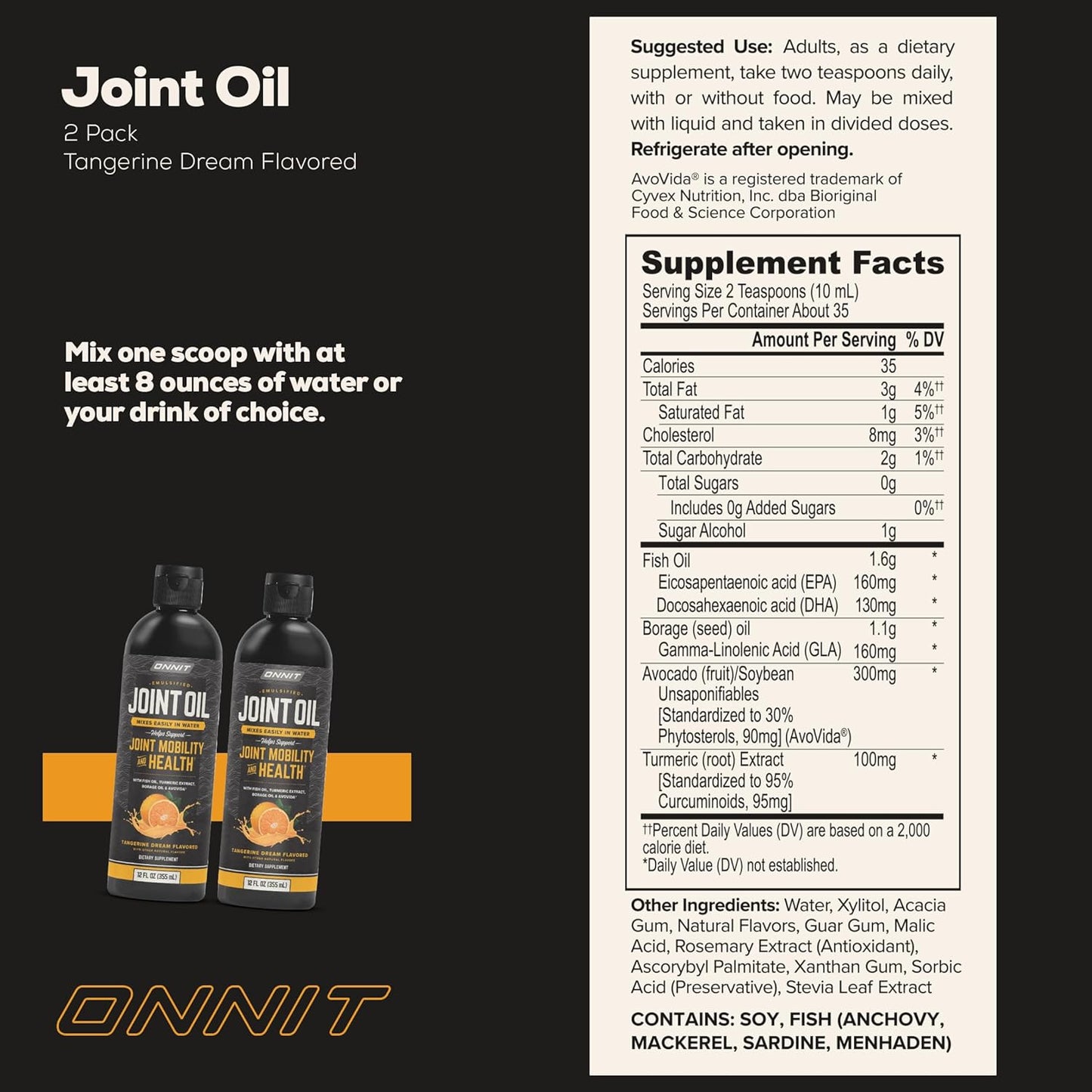 Joint Oil - Emulsified Liquid Fish Oil to Support Joint Health and Mobility - Tangerine Flavor (12Oz)