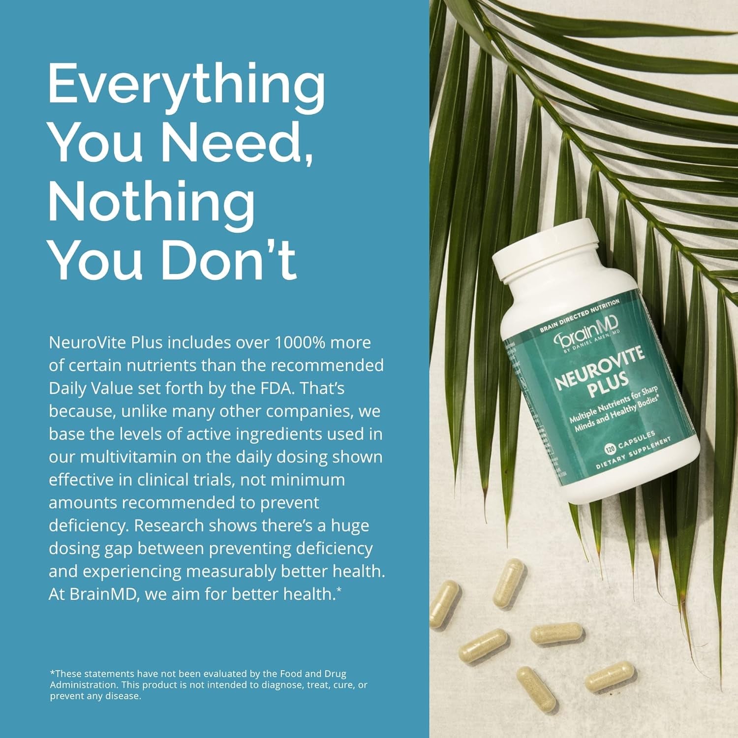 Dr Amen  Neurovite plus - 120 Capsules - Multivitamin & Mineral Supplement - 30 Servings