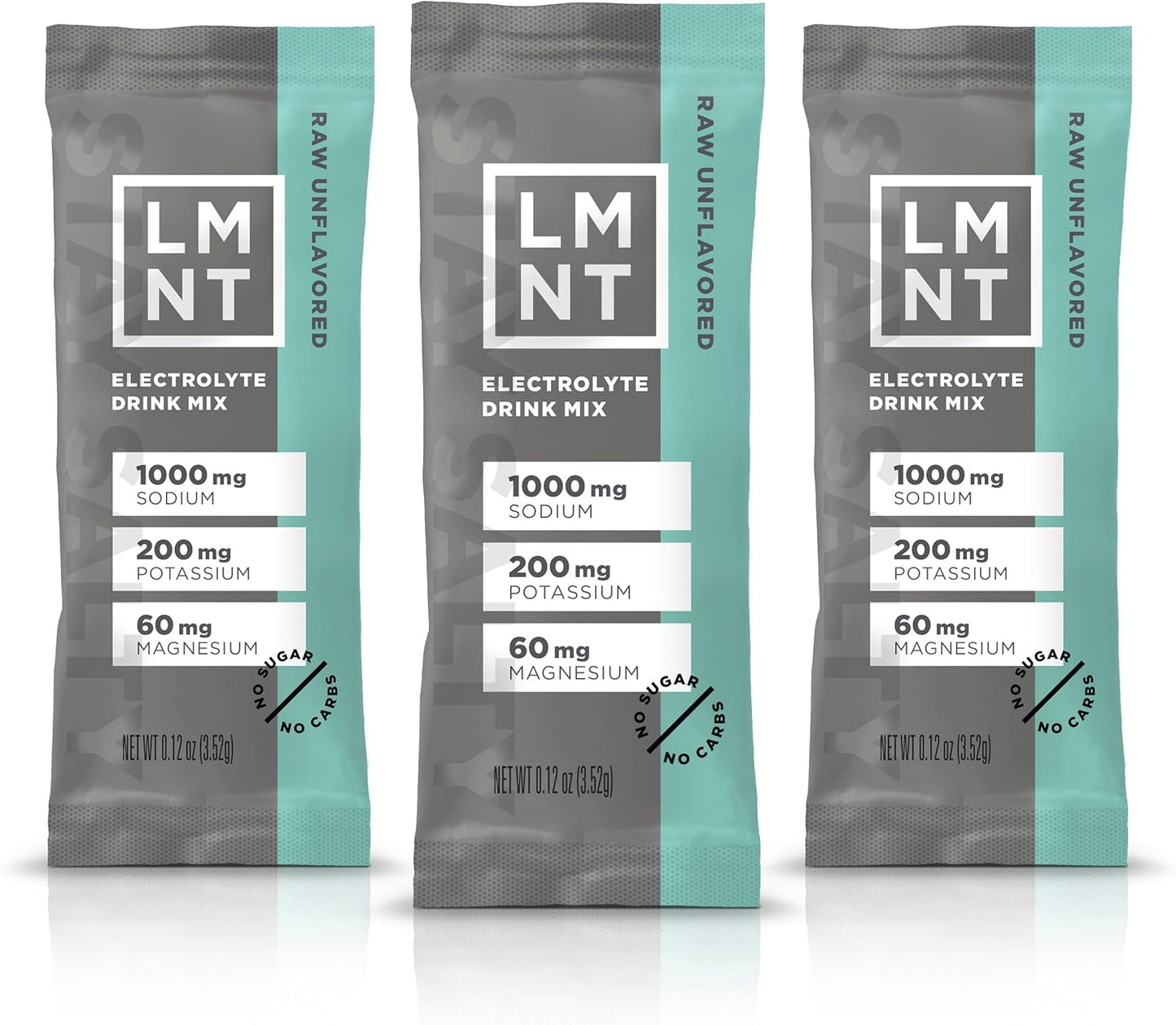 LMNT Zero Sugar Electrolytes - Raw Unflavored Salt | Drink Mix | 30-Count