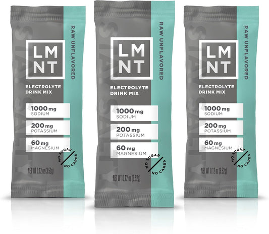 LMNT Zero Sugar Electrolytes - Raw Unflavored Salt | Drink Mix | 30-Count