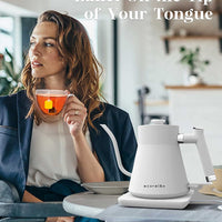 Gooseneck Electric Kettle, Pour over Coffee and Tea Kettle, 100% Stainless Steel Inner with Leak Proof Design, 1200W Rapid Heating, Strix Boil-Dry Protection, 0.8L, Matte White