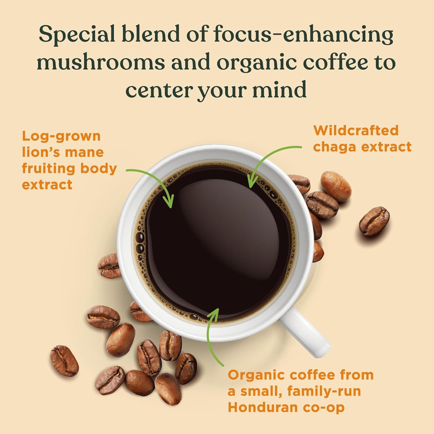 Think Mushroom Coffee | Organic Ground Coffee with Lion'S Mane Mushroom and Chaga Mushroom | Nootropic Mushroom Coffee for Better Focus and Immune Support | 12Oz Bag