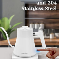 Gooseneck Electric Kettle, Pour over Coffee and Tea Kettle, 100% Stainless Steel Inner with Leak Proof Design, 1200W Rapid Heating, Strix Boil-Dry Protection, 0.8L, Matte White
