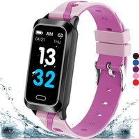 Kids Fitness Tracker for Kids Age 5-16 (5 Colors)，Waterproof Kids Fitness Watch，Kids Pedometer Watch，Watch for Kids，Step/Activity Tracker for Kids，Easy to Use Kids Tracker Watch (Pink)