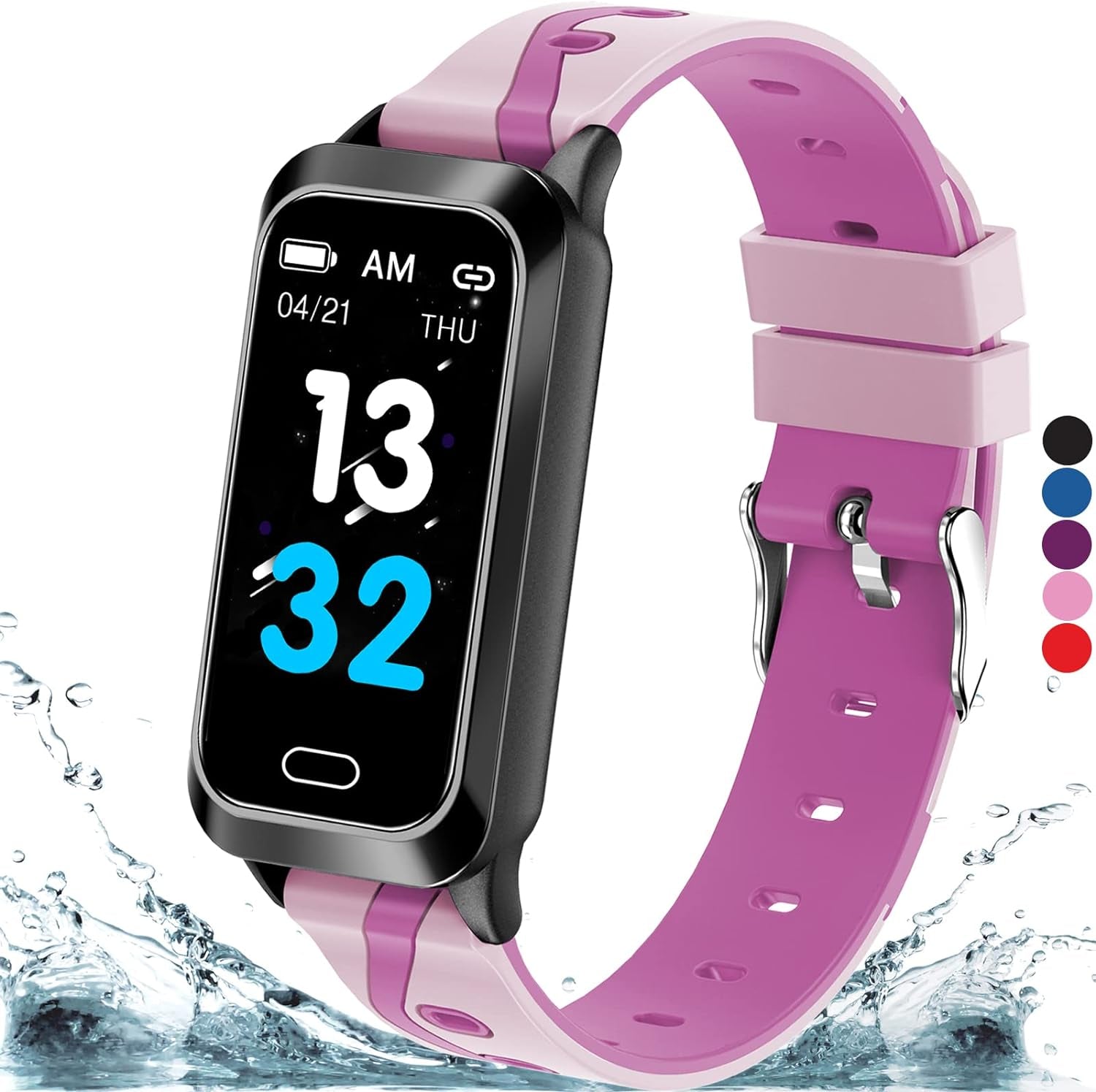Kids Fitness Tracker for Kids Age 5-16 (5 Colors)，Waterproof Kids Fitness Watch，Kids Pedometer Watch，Watch for Kids，Step/Activity Tracker for Kids，Easy to Use Kids Tracker Watch (Pink)